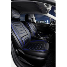 Castor Otomotiv Castor  Volkswagen Passat B8,5 Uyumlu Lüx Deri Oto Koltuk Kılıfı Ön Arka Takım Sports Model Siyah Mavi