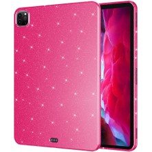 iPad Pro 11 2018 Simli Parlak Görünümlü Uyumlu Alps Tablet Koton Kılıf-Pembe Koyu