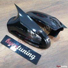 Wishora Store Astra Ile Uyumlu H Yarasa Ayna Kapağı - Parlak Siyah, Makyajlı, 2009+