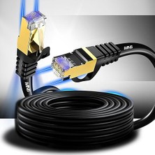Wishora Store M109F Cat7 Kablo 15 METRE/10GBPS-50 Mikron Altın Kaplama/stp/cat7 Ethernet Kablosu (M109 Cat7, Sıyah, 15 Metre)
