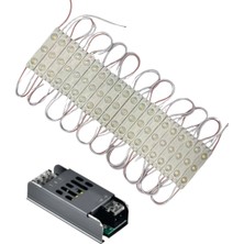 Powerr Led Aydınlatma 12 Volt 1.2 Watt 3 Lensli Beyaz 2835 Smd LED Modül IP65 20 Adet Modül 5A Slim Trafo Set