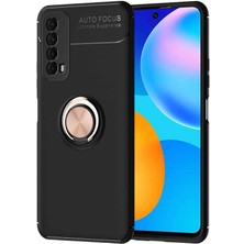 Huawei P Smart 2021 Kılıf Alps Ravel Silikon Kapak-Siyah-Rose Gold