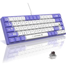 Wishora Store Ajazz AK680 65% Kablolu Hotswap Mekanik Oyun Klavyesi,68 Tuşlu Taşınabilir Anti-Ghosting Klavye,gökkuşağı Arkadan Aydınlatmalı Programlanabilir,eva Sandviç,ergonomik Mor Beyaz/brown Switch