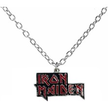 Iron Maiden Kırmızı Metal Kolye – 60 cm Zincir | Unisex Rock & Metal Aksesuar