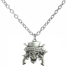 Guns N' Roses Gümüş Renk Düz Zincir Kolye – 60 cm Unisex Rock Takı