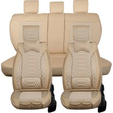 Castor Otomotiv Castor Citroen C1 Lüx Deri Oto Koltuk Kılıfı Ön Arka Takım (Royal) Bej