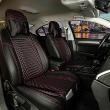 Castor Otomotiv Castor Volkswagen Passat B6 Lüx Full Deri Oto Koltuk Kılıfı Ön Arka Takım (Giydirme Tip) Siyah Kırmızı