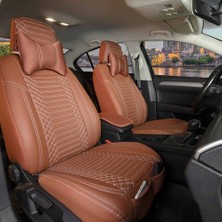 Castor Otomotiv Castor Toyota Rav4 Lüx Full Deri Oto Koltuk Kılıfı Ön Arka Takım (Giydirme Tip) Tarçın