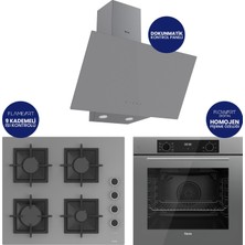 Ferre Flowart Digital Gri Cam Ankastre Set ( Kaymaz Döküm Izgara ) QBL63CPR+SC208-FA+D079