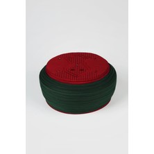Sarıkhane Çocuk Namaz Sarığı - Yeşil Kumaş - Bordo Takke - Yuvarlak Sarım - Nâli Şerif - 4 Metre