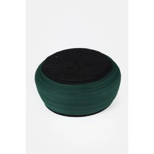 Sarıkhane Çocuk Namaz Sarığı - Yeşil Kumaş - Siyah Takke - Düz Sarım - Nâli Şerif - 4 Metre