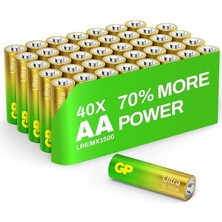 Wishora Store Batteries GP15AU Ultra Alkalin LR6/E91/AA Kalem Pil, 1.5 Volt, 40'lı Paket