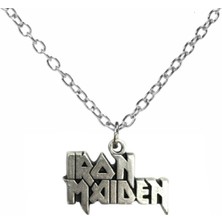 Iron Maiden Logolu Metal Kolye – 60 cm Unisex Rock Takı