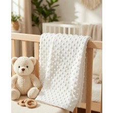 Neobeybi Minky Bebek Battaniyesi Çift Katlı Yumuşak Nohut Desenli Bebek Örtüsü  95 X100