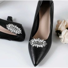 Bacoss Ayakkabı Tokası -Çanta Charm -Broş Bir Çift  Çıkarılabilir Klipsli Taşlı Tasarım  (BC-1192)