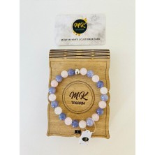 MK Tasarım Pembe ve Gerçek Mavi Kuvars Taşı Bileklik Özel Kutusunda