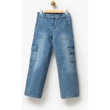 Overdo Kız Çocuk Kargo Cepli Wide Leg Kot Pantolon