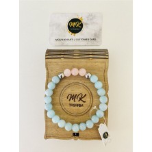 MK Tasarım Gerçek Mavi-Pembe Kuvars Taşı Bileklik | Mktasarım Özel Kutusunda | Mktasarım Müşteri Kartlı