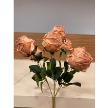Plus Home Yapay Çiçek 7'li Gonca Gül Demeti Renk Somon Yükseklik 45 cm