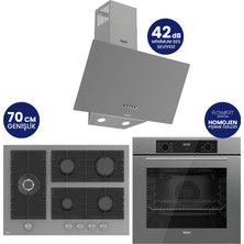 Ferre Flowart Digital 5 Gözlü Gri Cam Ankastre Set QBL63CPR+BL138+D088SA