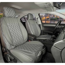 Castor Otomotiv Castor Citroen C3 Uyumlu Yarı Deri Oto Koltuk Kılıfı Ön Arka Takım Füme Mk