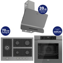 Ferre Flowart Digital 5 Gözlü Gri Cam Ankastre Set QBL63CPR+BL138+D082-SA