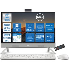 Dell 24 All-In-One Intel Core I5 1334U 4.6ghz 40GB Ddr5 512GB SSD Windows 11 Home Iris Xe Graphics 23.8 Inç Fullhd (1920X1080) Wva All In One Bilgisayar NTEC24250H17 + Zetta Flash Bellek