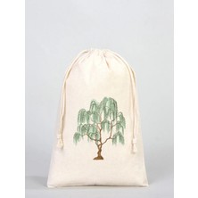 Junobi 20X30 cm Ağaç Desenli Hambez Büzgülü Çok Amaçlı Kese Bez Torba