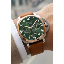 Ferrucci Taba Renk, Deri Kordon, Function Erkek Kol Saati+Bileklik ZMFER158