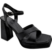 Çiğdem Kundura Nyvella-1 | Kadın Platform Topuklu Ayakkabı - Siyah - 36