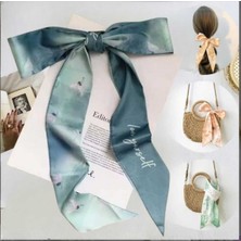 Bacoss Saten  Desenli Saç Bandı-Boyun Fuları-Çanta Aksesuarı (BC-1045 )