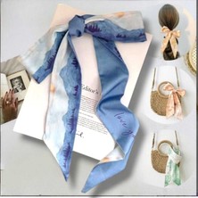 Bacoss Saten  Desenli Saç Bandı-Boyun Fuları-Çanta Aksesuarı (BC-1045 )