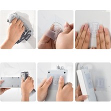 Brentino Geçmeli Klips Eşya Sabitleme Askısı, Şeffaf Tasarım Duvar ve Yüzeyler Için ( 6'lı Set )