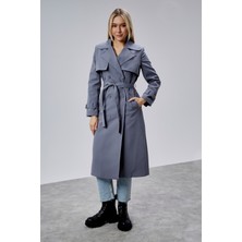 Bolivente Gri Regular Kalıp Rüzgarlık Detaylı Trençkot 46636