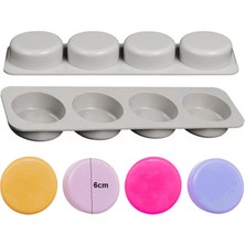 Tahtakale Toptancı Silikon Kalıp Yuvarlak Sabun Taş Tozu ve Kek Çikolata Kalıbı 4 Lü