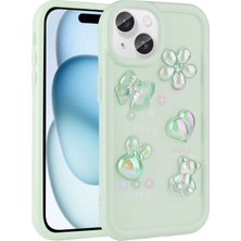 Alpsa Teknoloji iPhone 15 Plus Uyumlu Kabartma Figürlü Parlak Alps Toys Silikon Kapak-Açık Yeşil