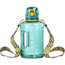 Wishora Store 1700ML Mega Boy Askılı Kulplu Motivasyon Tritan Su Matarası (Yeşil)