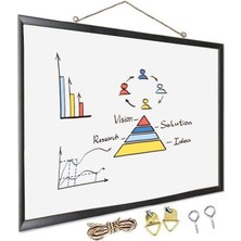 Wishora Store Duvara Monte Beyaz Yazı Tahtası 30X45 cm Mdf 1 Adet Laminant Yazı Tahtası Mdf Çerçeveli Askılı Okul Ofis Büro