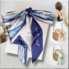 Bacoss Saten  Desenli Saç Bandı-Boyun Fuları-Çanta Aksesuarı (BC-1045 )