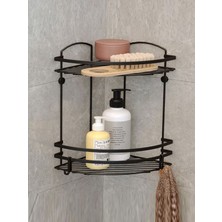 AYRINTISHOP Ayrıntishop Tekno-Tel 2 Katlı Kancalı Banyo Rafı Mat Siyah LM008H