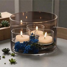 Bacoss Dekoratif Şeffaf Silindir Cam Mumluk-Büyük Boy (BC-1260)