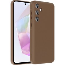 Alpsa Teknoloji Galaxy A56 Kılıf Kamera Korumalı Kartlık Hazneli Alps Vitra Kapak - Kahverengi