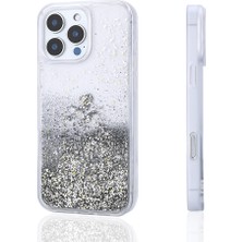 Alpsa Teknoloji iPhone 16 Pro Uyumlu Kılıf Sıvılı Simli Şeffaf Arka Yüzey Alps Keto Silikon Kapak-Gümüş