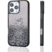 Alpsa Teknoloji iPhone 16 Pro Max Uyumlu Kılıf Sıvılı Simli Şeffaf Arka Yüzey Alps Keto Silikon Kapak-Siyah