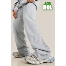 Vladivosto Bol Paça Beli Lastikli Oversize Büyük Beden Baggy Eşofman Altı