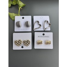 Gözde Aksesuarım 4'lü Küpe Seti Çelik