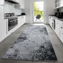 Giza Home Zarra Dokuma Gri Siyah Salon Halısı Mutfak Halısı Koridor Halısı Yolluk Z011A
