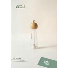 VarBiFırsat Ahşap Başlıklı Şeffaf Akrilik Tuzluk Karabiberlik Baharat Öğütücü Değirmen - 20 cm