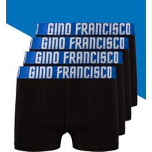 Gino Francisco Pamuklu Esnek 4'lü Kutusuz Comfort Mavi Erkek Boxer - Mood Collection