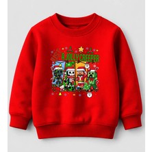 Efendioğlu Design Sweatshirt Just A Jolly Creeper Baskılı Yeni Yıl Yılbaşı 3 Iplik Şardonsuz Pamuklu Çocuk Sweatshirt